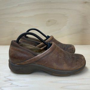 Dansko Womens Leather Slip On Comfort Brown Clog Shoes Size US 10.5 EUR 41